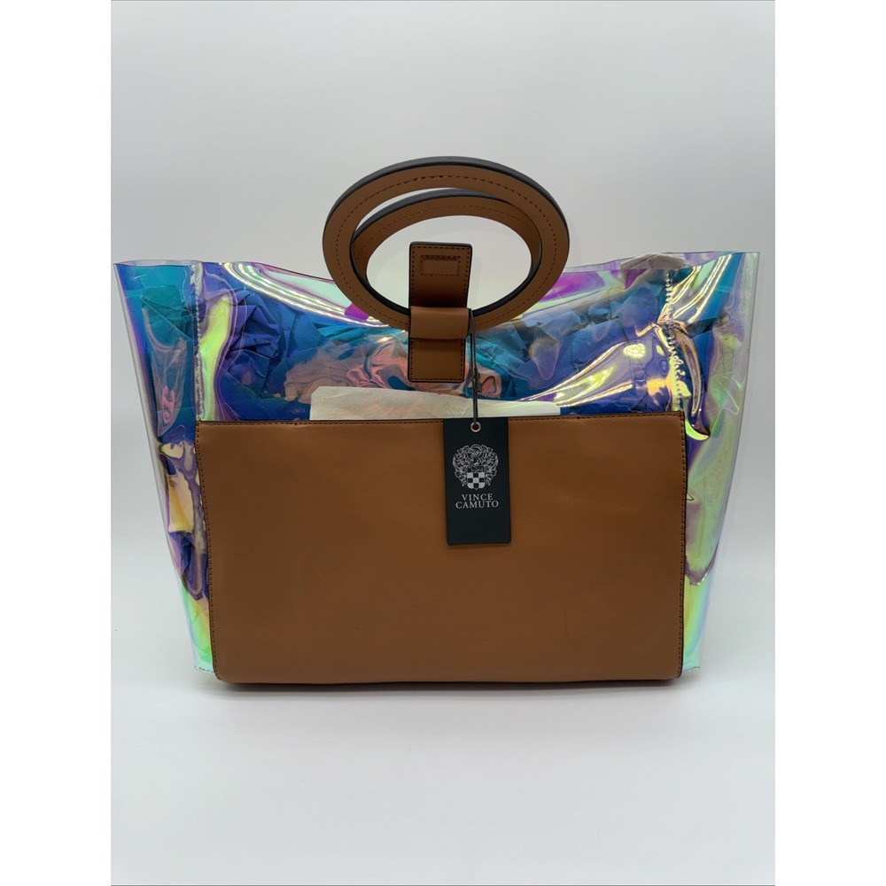 Vince Camuto Violet Ray Clear Iridescent Tote Purse Handled Bag